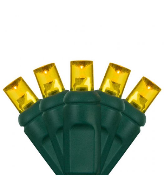 CLP20355 Commercial Grade LED Christmas Lights GRN WIRE Gold Bulbs 5mm