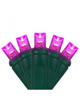 CLP21036  Commercial LED Stringer GRN WIRE Pink Bulbs 4 inch spacing