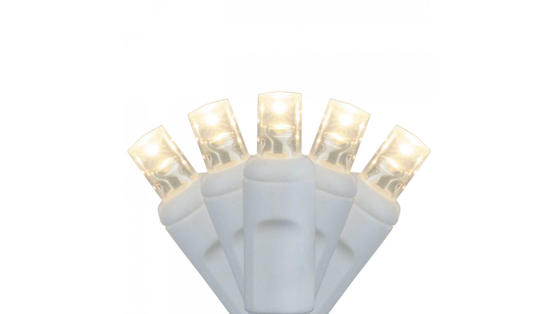 CLP22007 Commercial Grade LED Christmas Lights WHITE Wire Warm White Bulbs 5mm Wide Angle 24