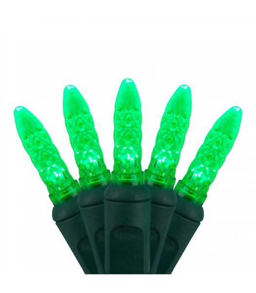 CLP20296 Commercial Grade LED Christmas Lights Green Wire 5mm Ice Green Bulbs 24 ft string w70