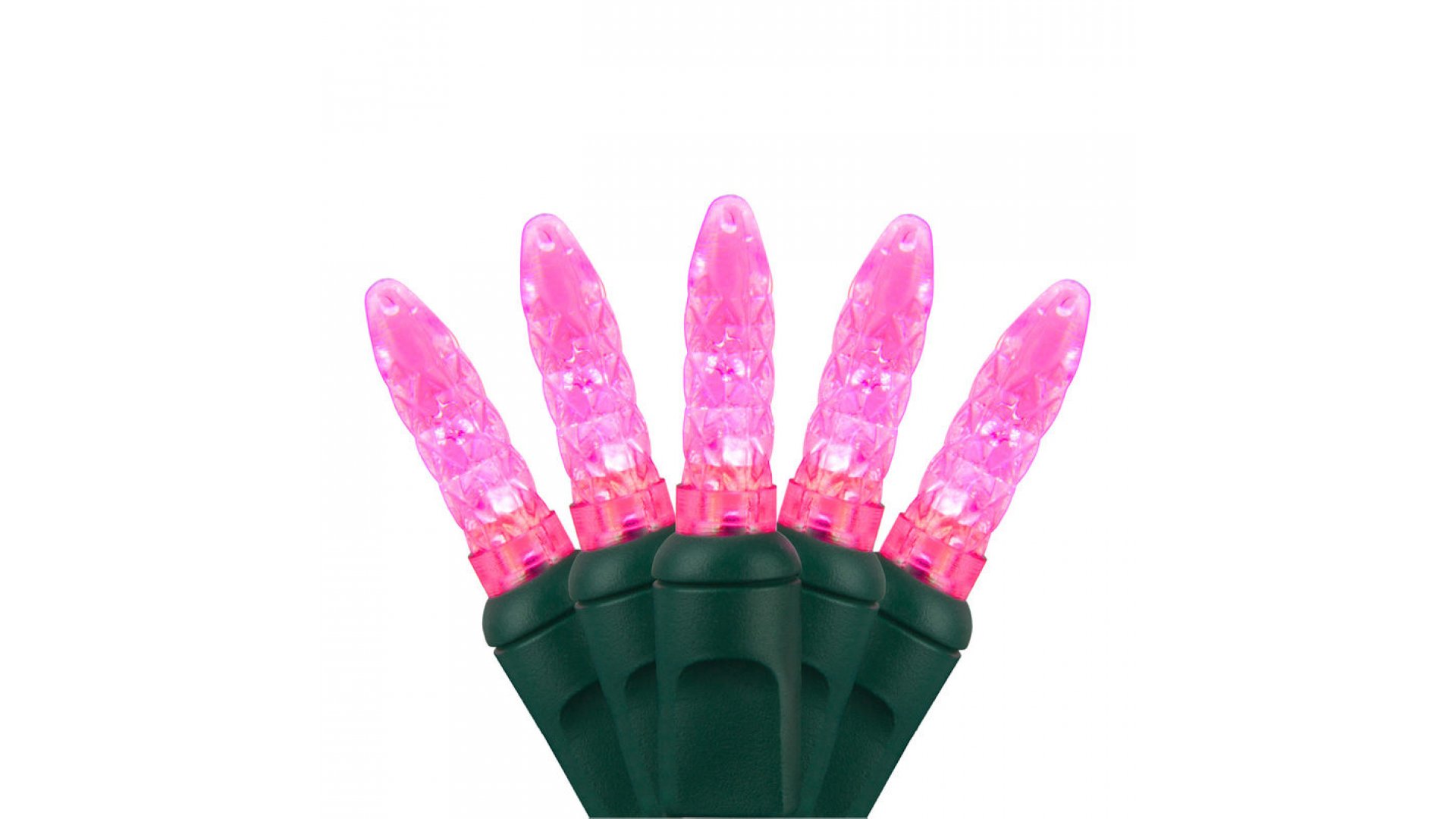 CLP20333 Commercial Grade LED Christmas Lights Green Wire 5mm Ice Pink