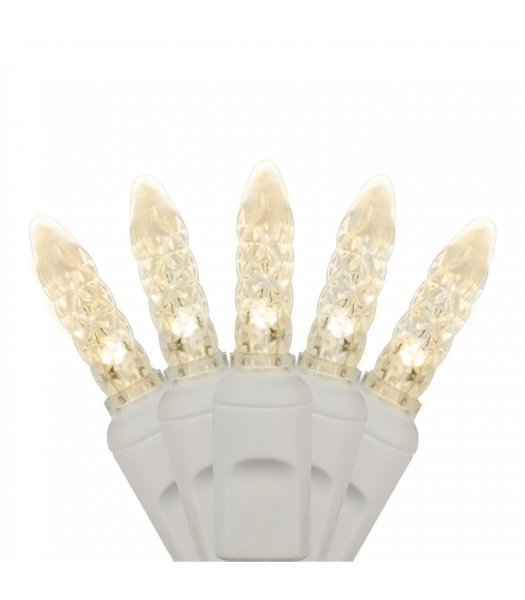 CLP50590 Commercial Grade LED Christmas Lights White Wire 5mm Ice Warm White Bulbs 24' string w