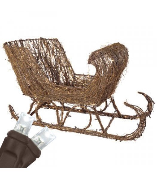 CLU68263 Commercial Grade 35 Inch Grapevine Sleigh, 250 Cool White LED