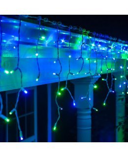 CLP13341 LED Blue & Green Icicle Lights on 7.5 Ft White Wire