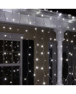 CLP11472 LED Cool White Curtain Icicle Lights on 6 Ft White Wire