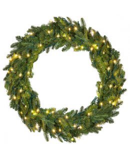 CLP13726 24 Inch LED Commercial Grade Fraser Fir Prelit Wreath 50 Warm White LED 5mm Lights