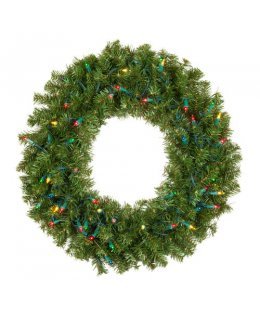 CLP13044 36 Inch LED MULTI-COLOR Commercial Grade Douglas Fir Prelit Wreath 100 Multi-color LED 5mm Lights