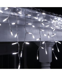 CLP5863 7.5 ft Cool White M5 LED Icicle Lights on White Wire
