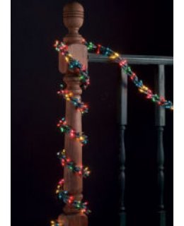 CLP8354 9 ft Garland Lights, 300 Multicolored Lamps, Green Wire
