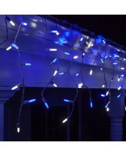 CLP5871 LED Blue & Cool White Icicle Lights on 7.5 Ft White Wire